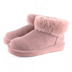 New Cloud Nine Sheepskin Wool Lined Women's Pink Suede Short Ankle Boots 8